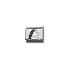 Nomination COMPOSABLE CLASSIC BUCHSTABEN Schwarz, Edelstahl, Email und Silber 925 (01_A)