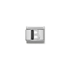 Nomination COMPOSABLE CLASSIC BUCHSTABEN Schwarz, Edelstahl, Email und Silber 925 (02_B)