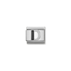Nomination COMPOSABLE CLASSIC BUCHSTABEN Schwarz, Edelstahl, Email und Silber 925 (04_D)