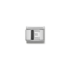 Nomination COMPOSABLE CLASSIC BUCHSTABEN Schwarz, Edelstahl, Email und Silber 925 (05_E)