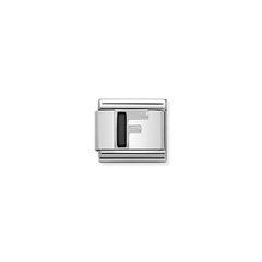 Nomination COMPOSABLE CLASSIC BUCHSTABEN Schwarz, Edelstahl, Email und Silber 925 (06_F)