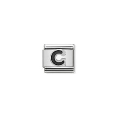 Nomination COMPOSABLE CLASSIC BUCHSTABEN Schwarz, Edelstahl, Email und Silber 925 (07_G)