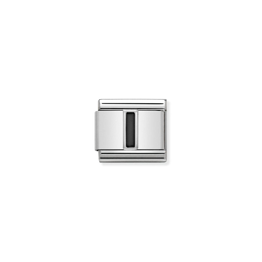 Nomination COMPOSABLE CLASSIC BUCHSTABEN Schwarz, Edelstahl, Email und Silber 925 (09_I)