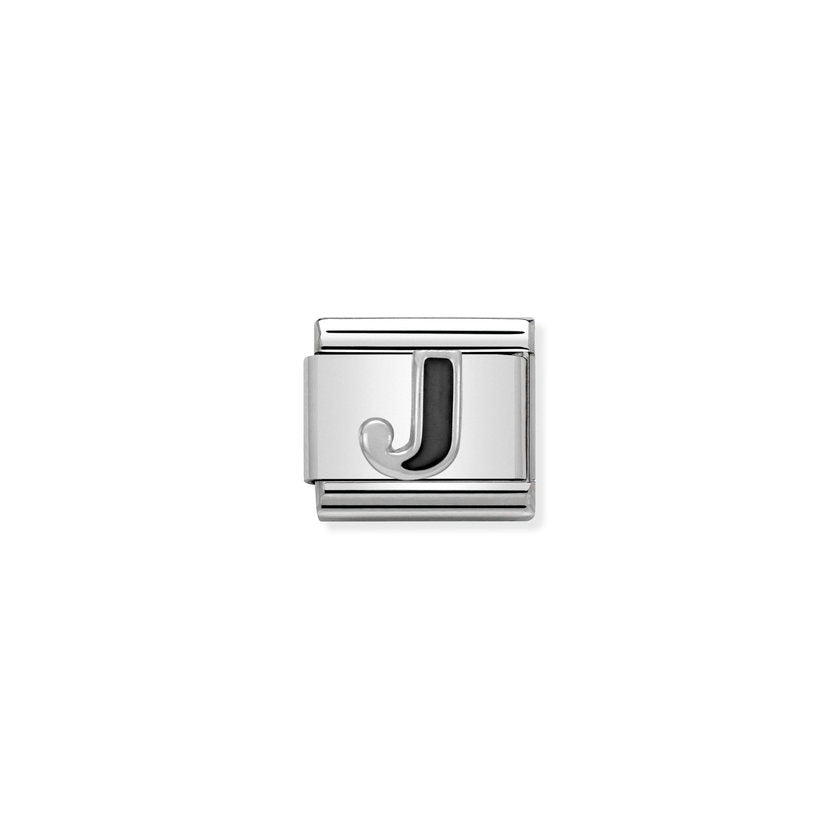Nomination COMPOSABLE CLASSIC BUCHSTABEN Schwarz, Edelstahl, Email und Silber 925 (10_J)