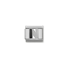 Nomination COMPOSABLE CLASSIC BUCHSTABEN Schwarz, Edelstahl, Email und Silber 925 (14_N)
