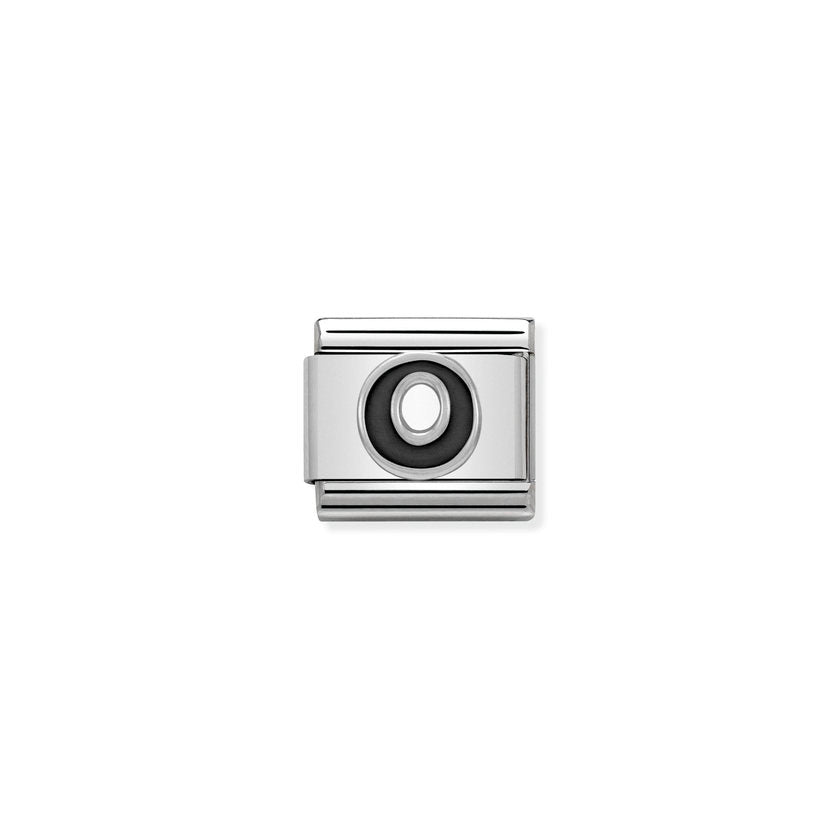 Nomination COMPOSABLE CLASSIC BUCHSTABEN Schwarz, Edelstahl, Email und Silber 925 (15_O)