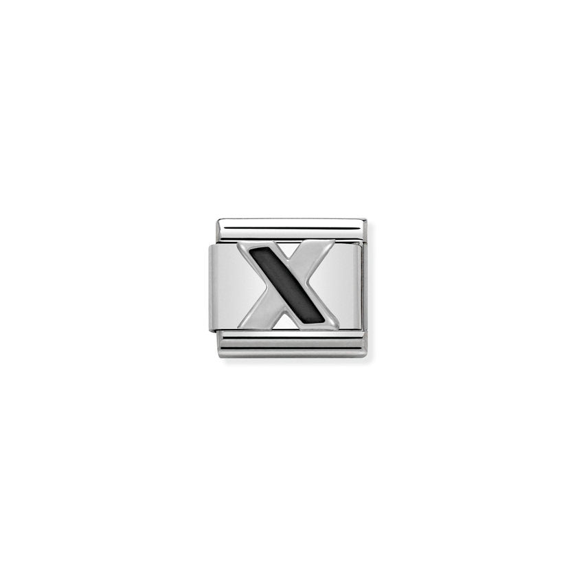 Nomination COMPOSABLE CLASSIC BUCHSTABEN Schwarz, Edelstahl, Email und Silber 925 (24_X)