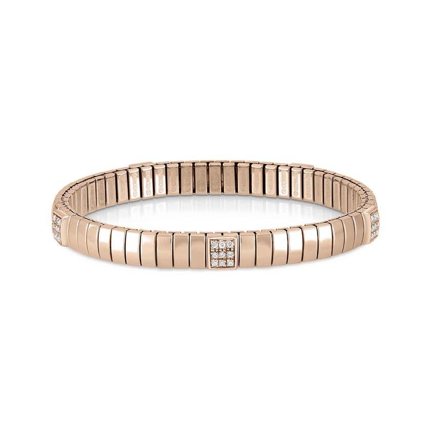 Nomination ARMBAENDER GOLDEN PINK (S) AUS EDELSTAHL, SILBER 925, CZ UND 3 PAVES (001_WEISS)