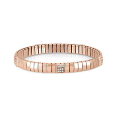 Nomination ARMBAENDER GOLDEN PINK (S) AUS EDELSTAHL, SILBER 925, CZ UND 3 PAVES (001_WEISS)