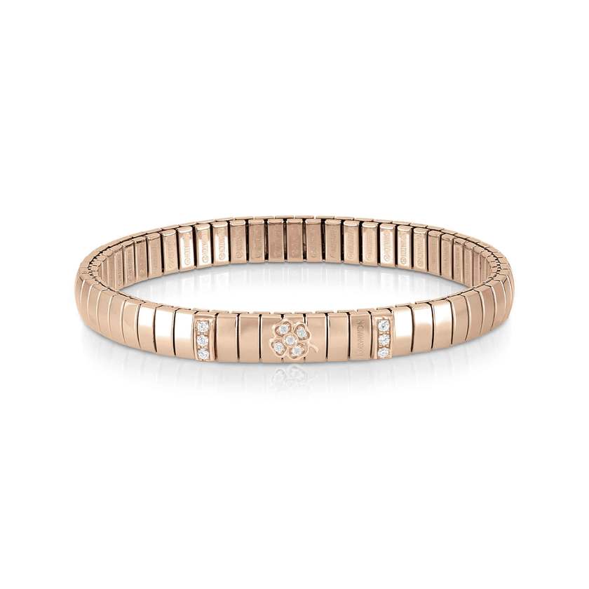 Nomination XTE Armbaende aus Edelstahl,Silver 925 und Cubic Zirkonia Ausfuehrung Rosegold (005_Glucksklee)