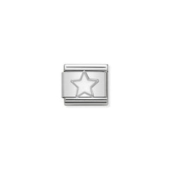 Nomination COMPOSABLE Classic SYMBOLE aus Edelstahl, Email und Silber 925 (04_Weisse Stern)