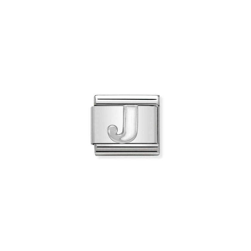 Nomination COMPOSABLE CLASSIC BUCHSTABEN Weiss, Edelstahl, Email und Silber 925 (10_J)