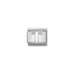 Nomination COMPOSABLE CLASSIC BUCHSTABEN Weiss, Edelstahl, Email und Silber 925 (20_T)