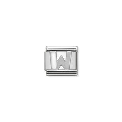 Nomination COMPOSABLE CLASSIC BUCHSTABEN Weiss, Edelstahl, Email und Silber 925 (23_W)