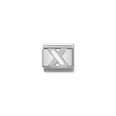Nomination COMPOSABLE CLASSIC BUCHSTABEN Weiss, Edelstahl, Email und Silber 925 (24_X)