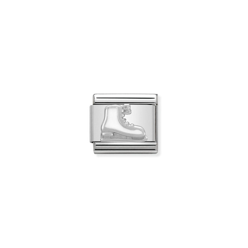 Nomination COMPOSABLE CLASSIC SYMBOLE aus Edelstahl, mit Emaille und 925er Silber verziert, (04_Weisse Schlittschuh)