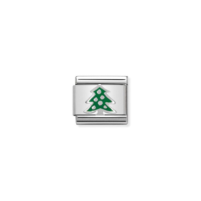 Nomination COMPOSABLE CLASSIC SYMBOLE aus Edelstahl, mit Emaille und 925er Silber verziert, (08_Tannenbaum)