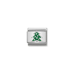 Nomination COMPOSABLE CLASSIC SYMBOLE aus Edelstahl, mit Emaille und 925er Silber verziert, (08_Tannenbaum)