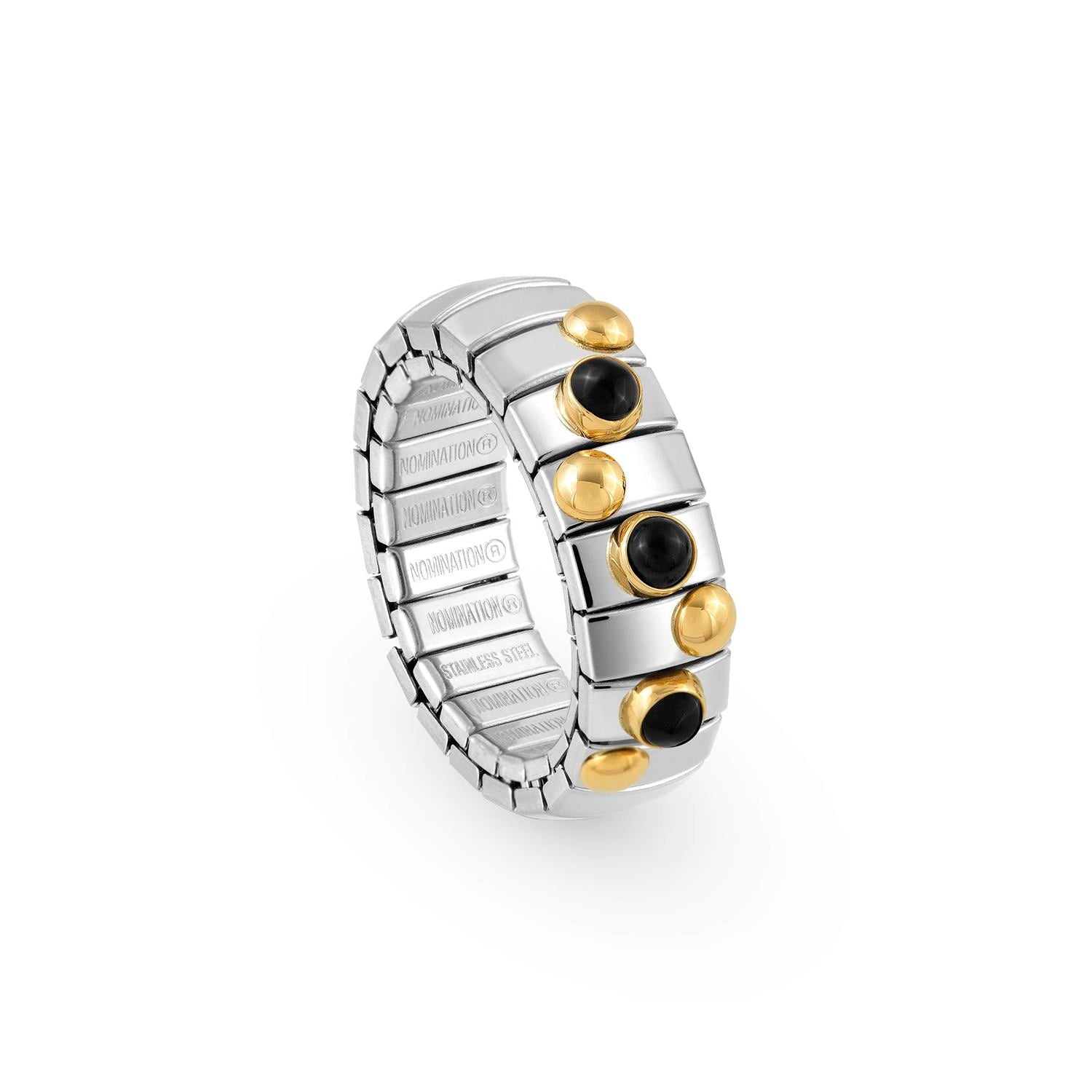 Nomination XTE Ring aus Edelstahl, Gold 18 k und Edelsteine (002_ACHAT SCHWARZ)