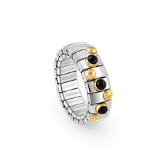 Nomination XTE Ring aus Edelstahl, Gold 18 k und Edelsteine (002_ACHAT SCHWARZ)