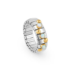 Nomination XTE Ring aus Edelstahl, Gold 18 k und Edelsteine (022_OPAL WEISS)