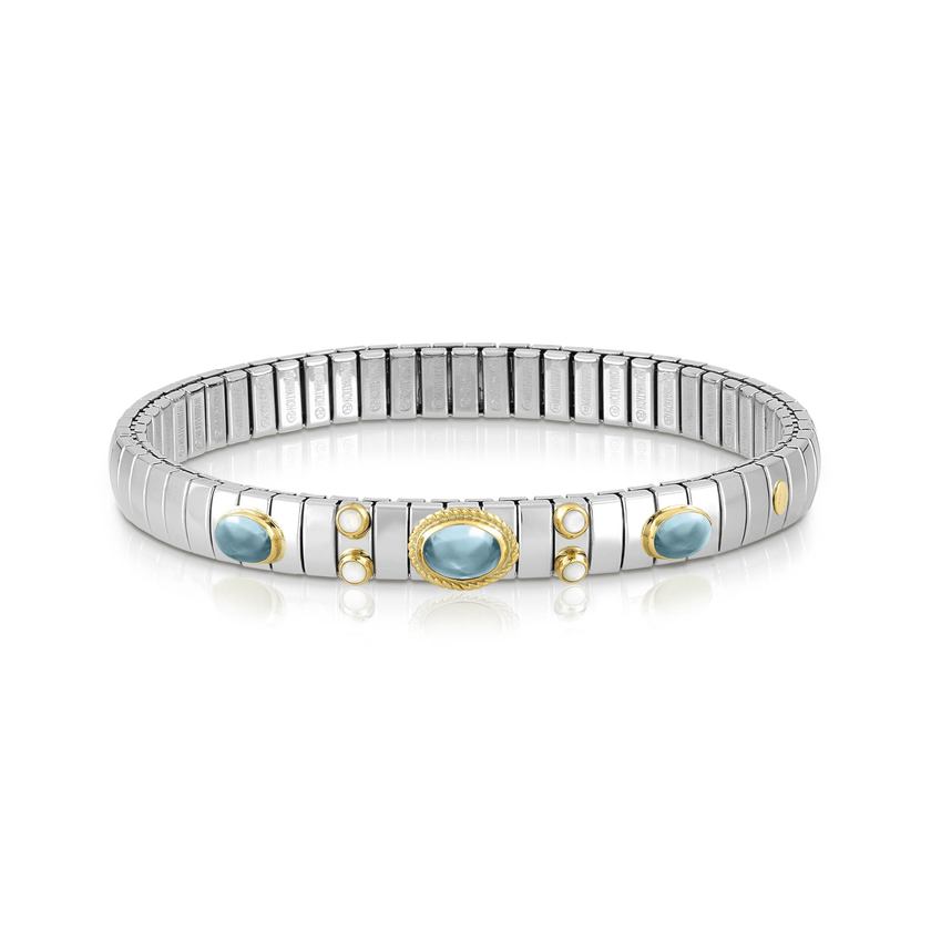 Nomination XTE Armband aus Edelstahl, Gold 18 k und Edelsteine mit Fassung (025_TOPAS BLAU)