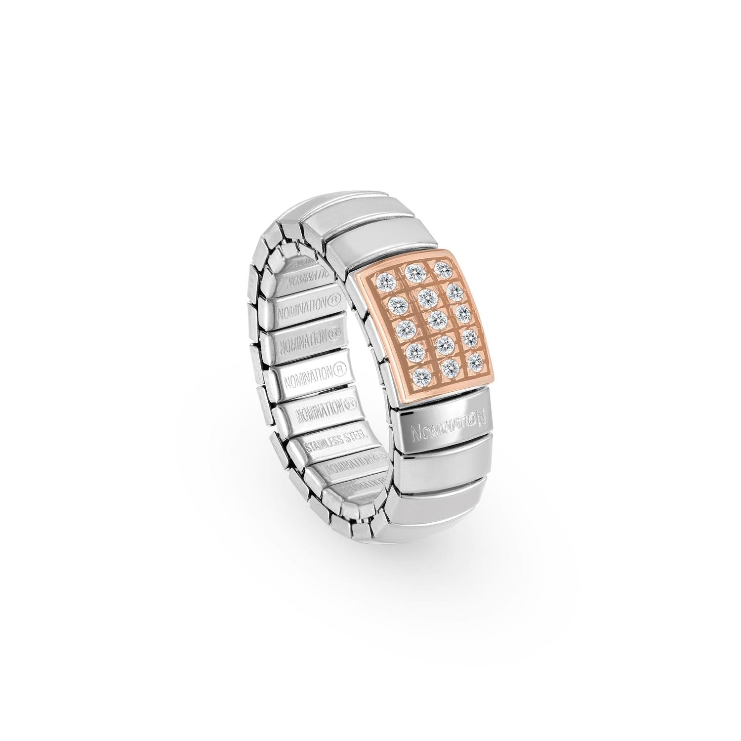 Nomination Ringe XTE aus Edelstahl, Gold 9k und Cubic zirconia (PAVE) (001_WEISS)