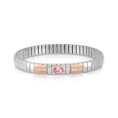 Nomination Armband XTE aus Edelstahl, Gold 9k, Cubic Zirconia und 1 FACETTIERT (003_ROSA)