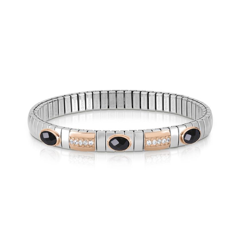 Nomination Armband XTE aus Edelstahl, Gold 9k, Cubic Zirconia und 3 FACETTIERTE (011_Schwarz)