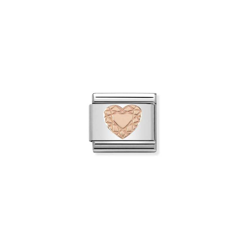 Nomination COMPOSABLE CLASSIC SYMBOLE Element aus Edelstahl, mit 9kt Rosegold verziert (19_Diamant Herz)