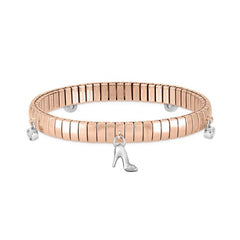 Nomination XTE Armband aus Edelstahl mit 5 Anhaenger aus Silber 925 und Cubic Zirconia ROSE (007_Schuhe)