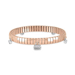 Nomination XTE Armband aus Edelstahl mit 5 Anhaenger aus Silber 925 und Cubic Zirconia ROSE (008_Tasche)