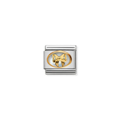 Nomination Composable Classic EDELSTEINE DOUBLE mit SYMBOL aus Edelstahl und 18K-Gold (01_SCHLEIFE, mit Perlmutt verzier)