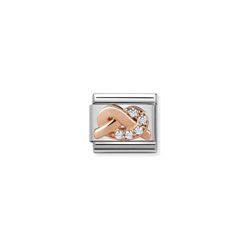Nomination COMPOSABLE CLASSIC SYMBOLE aus Edelstahl, mit 9Kt Rosegold veziert (06_Knoten WEISS)