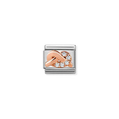 Nomination COMPOSABLE CLASSIC SYMBOLE aus Edelstahl, mit 9Kt Rosegold veziert (06_Knoten WEISS)