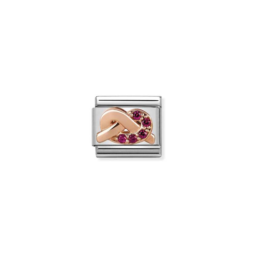 Nomination COMPOSABLE CLASSIC SYMBOLE aus Edelstahl, mit 9Kt Rosegold veziert (09_Knoten ROT)