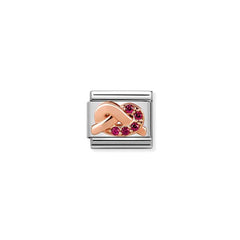 Nomination COMPOSABLE CLASSIC SYMBOLE aus Edelstahl, mit 9Kt Rosegold veziert (09_Knoten ROT)