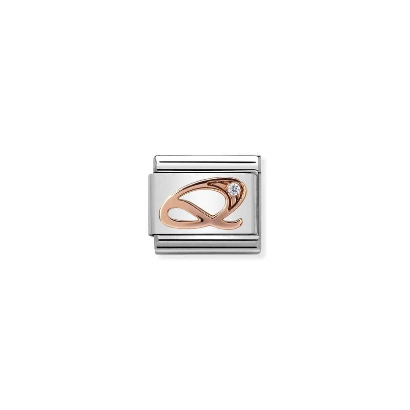 Nomination Composable Classic LETTERE Armband aus Eelstahl, Cubic Zirkonia und 375er Gold (17_Q)