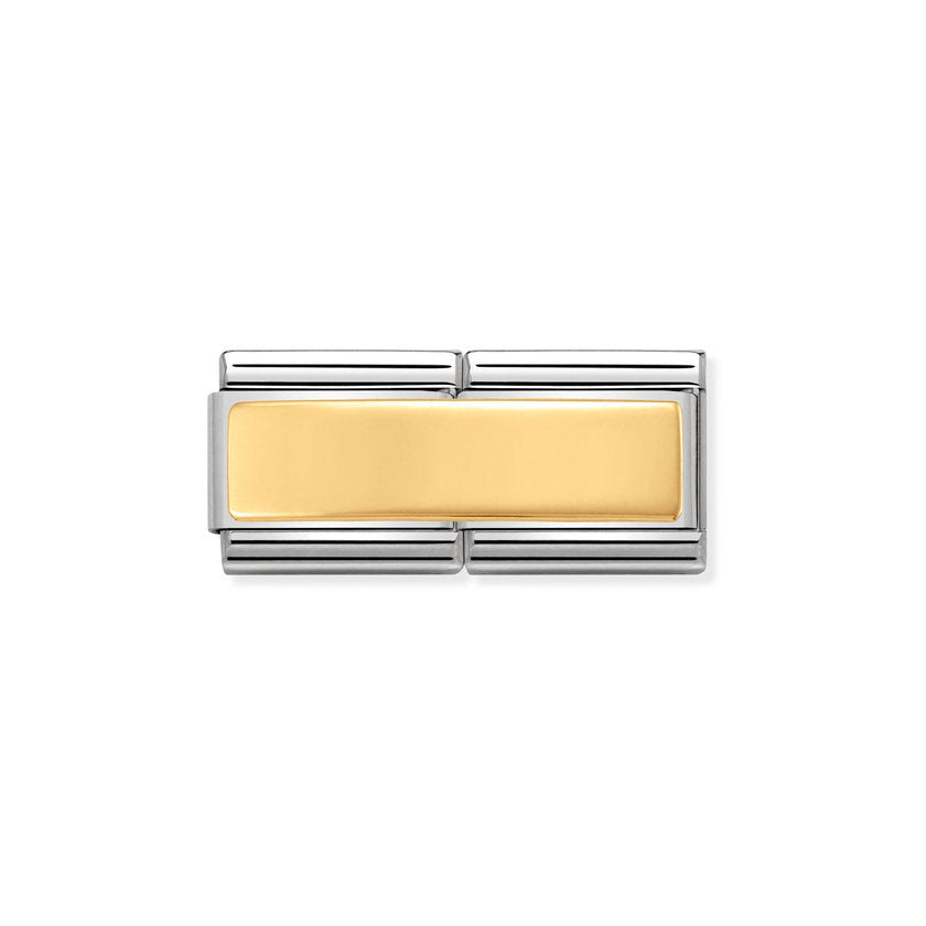 Nomination COMPOSABLE CLASSIC DOUBLE ENGRAVED aus Edelstahl,  mit 18Kt Gold verziert, (01_Glatte Plakette)