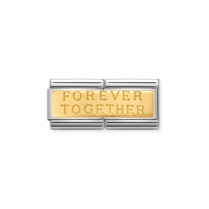 Nomination COMPOSABLE CLASSIC DOUBLE ENGRAVED aus Edelstahl,  mit 18Kt Gold verziert, (02_Fuer immer zusammen Forever to)