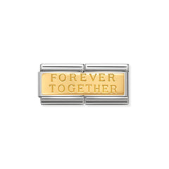 Nomination COMPOSABLE CLASSIC DOUBLE ENGRAVED aus Edelstahl,  mit 18Kt Gold verziert, (02_Fuer immer zusammen Forever to)