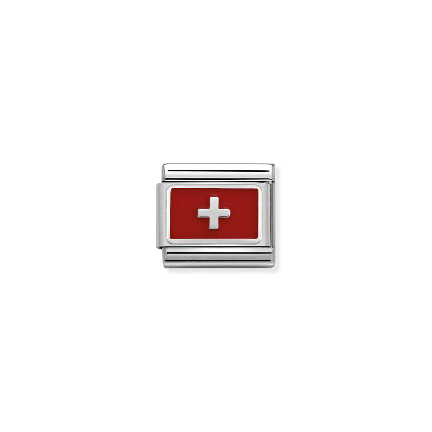 Nomination COMPOSABLE CLASSIC FLAGGEN EDELSTAHL, LACK UND SILBER 925 (17_Schweiz)