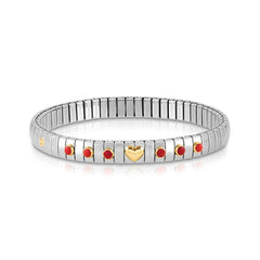Nomination Armband XTE in Edelstahl, HERZ in 750er Gold und mit 6 Edelsteinen (005_KORALLE)