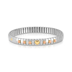 Nomination Armband XTE in Edelstahl, HERZ in 750er Gold und mit 6 Edelsteinen (006_KORALLE ROSA)