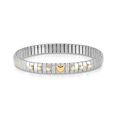 Nomination Armband XTE in Edelstahl, HERZ in 750er Gold und mit 6 Edelsteinen (007_PERLE WEISS)