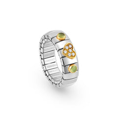 Nomination Ring XTE in Edelstahl, HERZ in 750er Gold, Cubic Zirkonia und mit 2 Edelsteinen (016_PERIDOT)