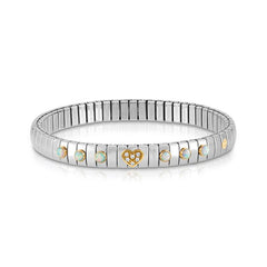 Nomination Armband XTE in Edelstahl, HERZ in 750er Gold, Cubic Zirkonia und mit 6 Edelsteinen (022_OPAL WEISS)