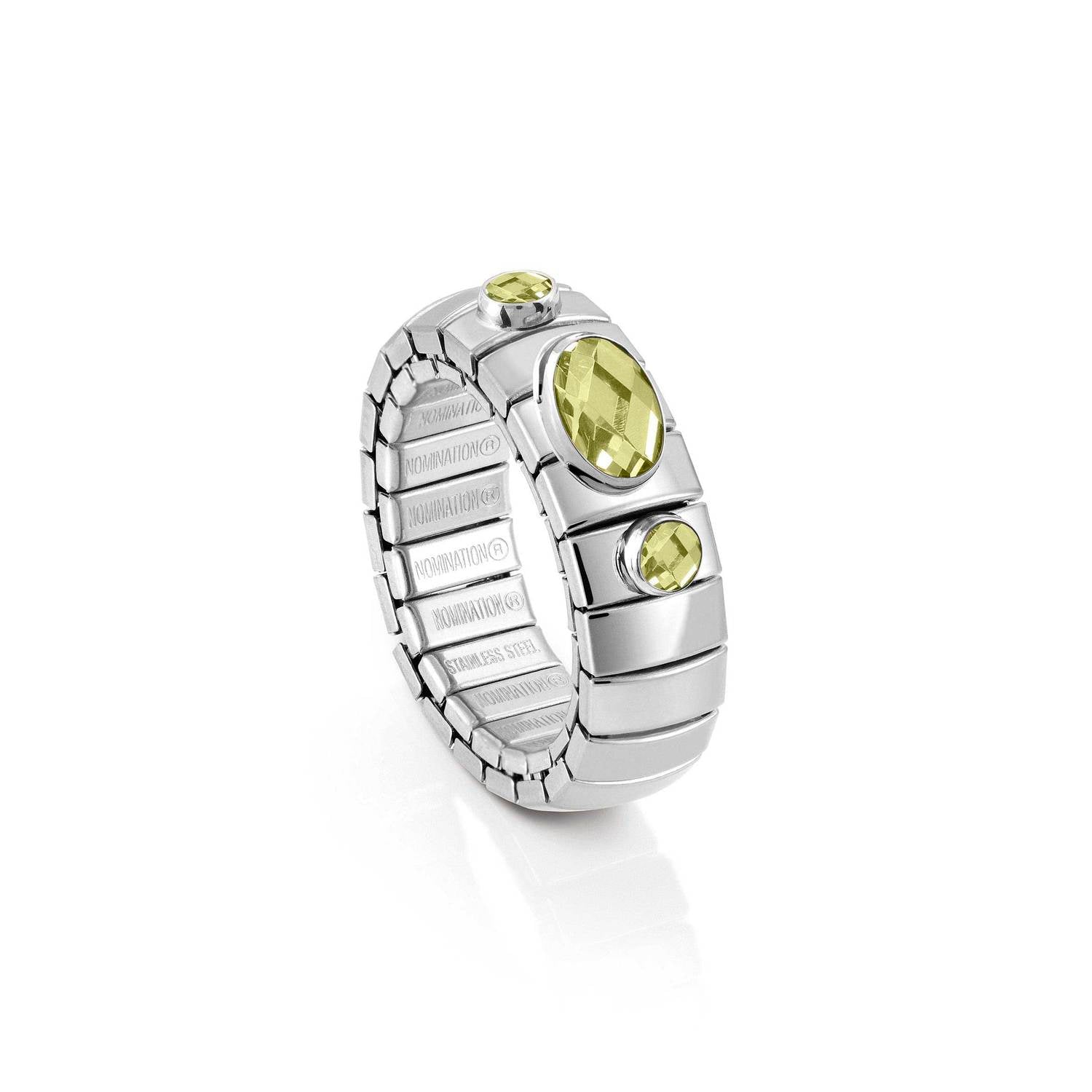 Nomination Ring XTE aus Edelstahl, 925er Silber und Zirkonia (2P1G) (004_GRUEN)