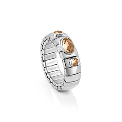 Nomination Ring XTE aus Edelstahl, 925er Silber und Zirkonia (2P1G) (024_CHAMPAGNE)