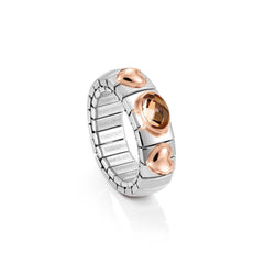 Nomination Ring XTE aus Edelstahl, 375er Gold und Zikonia (HERZ) (012_SMOKY)